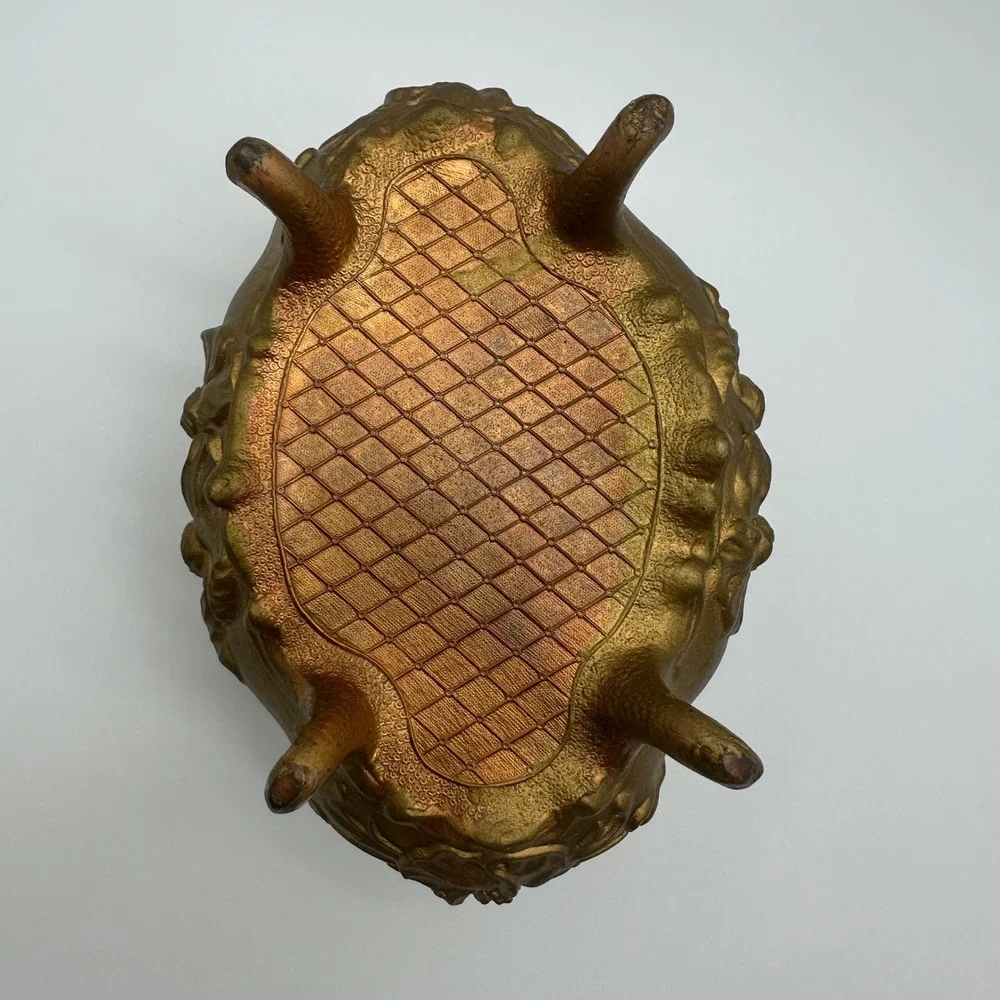 ANTQ Art Nouveau Jewelry Casket Footed Spelter Pot Metal Box Rose Relief Lined
